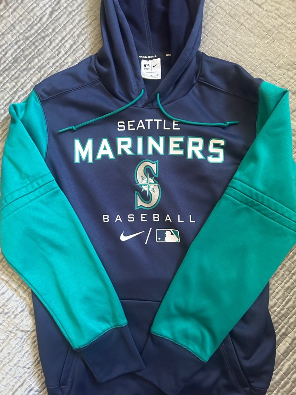 Nike Baseball Authentic Collection Seattle Mariners Hoodie Navy and  “NW Green”
